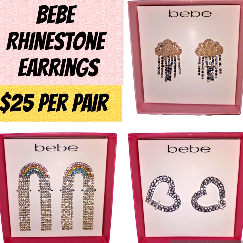 BEBE Rhinestone Statement Earrings (Large)